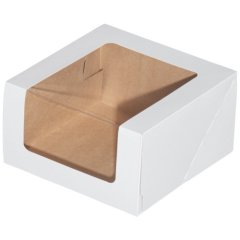 Коробка для торта с большим окном Белая 18х18х10 см ForG SHELF I W W 180*180*100 A