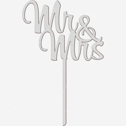 Топпер декоративный "Mr&Mrs на палочке" Серебро 10х16 см ТСК363