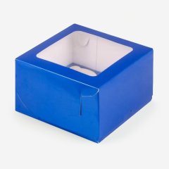 Коробка на 4 капкейка с окном Синяя 16х16х10 см , 50 ₽ Коробка на 4 капкейка с окном Синяя 16х16х10 см