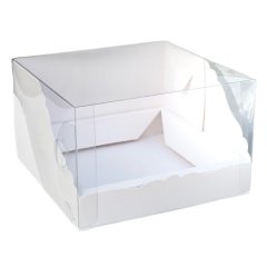 Коробка для бенто-торта с пластиковой крышкой Белая 17х17х10 см 51710
