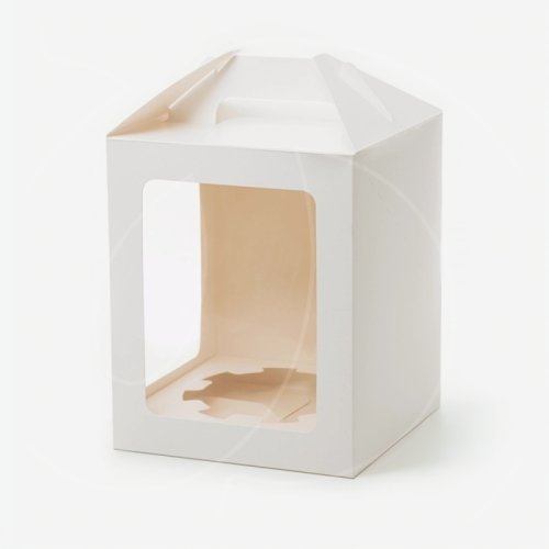 Коробка для кулича с окном и ложементом белая 16х16х20 см OSQ JUMPL M (W) (150)