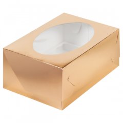 Коробка на 6 капкейков Золото с окном 040330 ф