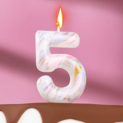 Свеча декоративная Цифра "5" Мрамор 7695897, 6990834
