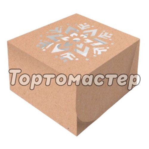 Коробка на 4 капкейка с окошком Снежинка 16х16х10 см 5 шт КУ-00733    КУ-733