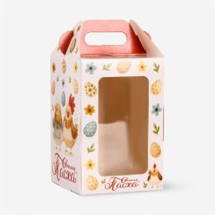 Коробка для торта/кулича с окном "Курочки" 10х10х15 см 10967599