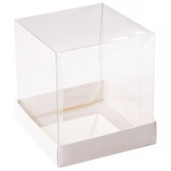 Коробка прозрачная с белым дном 18х18х22 см У00650