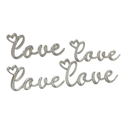 Набор топперов декоративных акриловых "Love" Серебро 6х3 см 4 шт 
