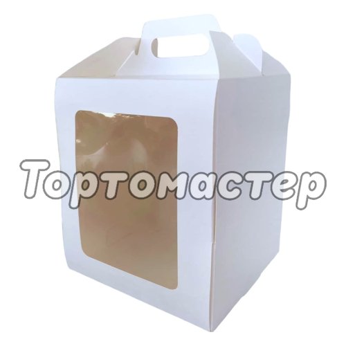 Коробка для кулича с фронтальной загрузкой Белая 15х15х18 см КУ-00678, КУ-678