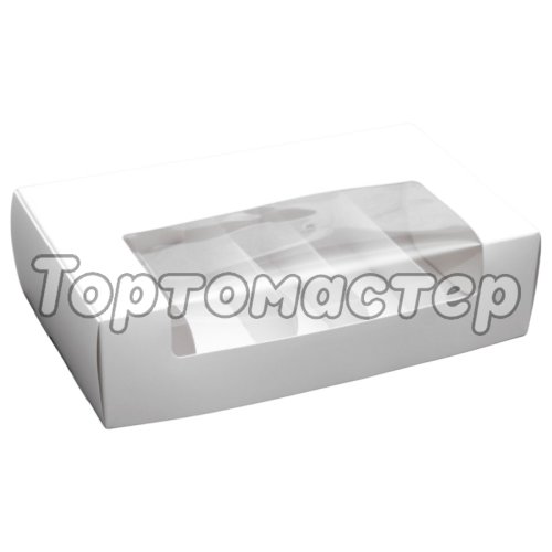 Коробка на 5 эклеров и эскимо с окном Белая 25х15х6,6 см 5 шт КУ-208