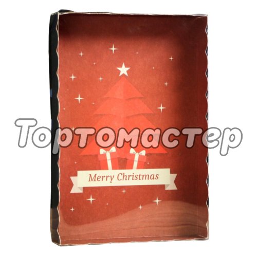 Коробка для сладостей с прозрачной крышкой "Merry Christmas" 22х15х3 см 7068187