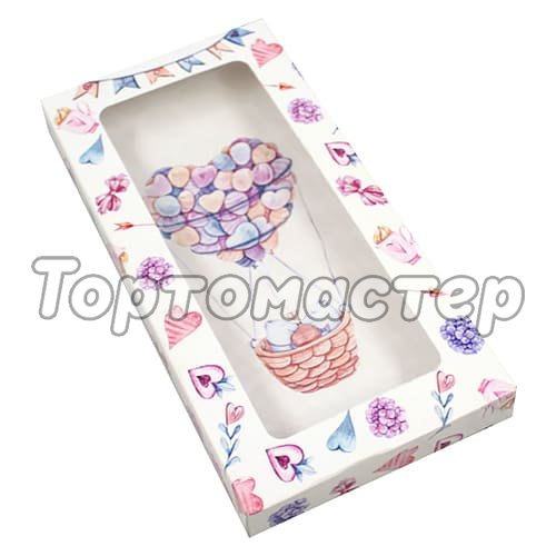 Коробка для шоколадной плитки с окошком "Романтика" 16,5х8,5х1,7 см