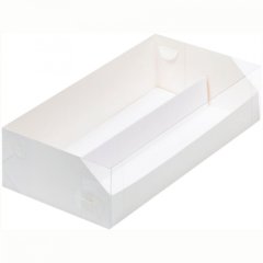 Коробка для 12 макарон с прозрачной крышкой и ложементом белая 080370 ф