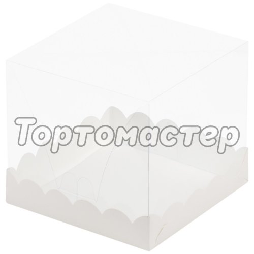Коробка для торта/кулича с прозрачной крышкой и ложементом Белый 15х15х14 см 022100+022074