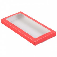 Коробка для шоколадной плитки с окошком Красная 18х9х1,4 см КУ-231 