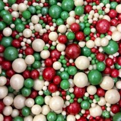 Посыпка кондитерская из дутого риса жемчуг "Бело-красно-зелёный микс" 50 г 76
